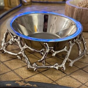 MICHAEL ARAM BARELY USED DOG BOWL- Silver Decorative Bowl with Bone Design